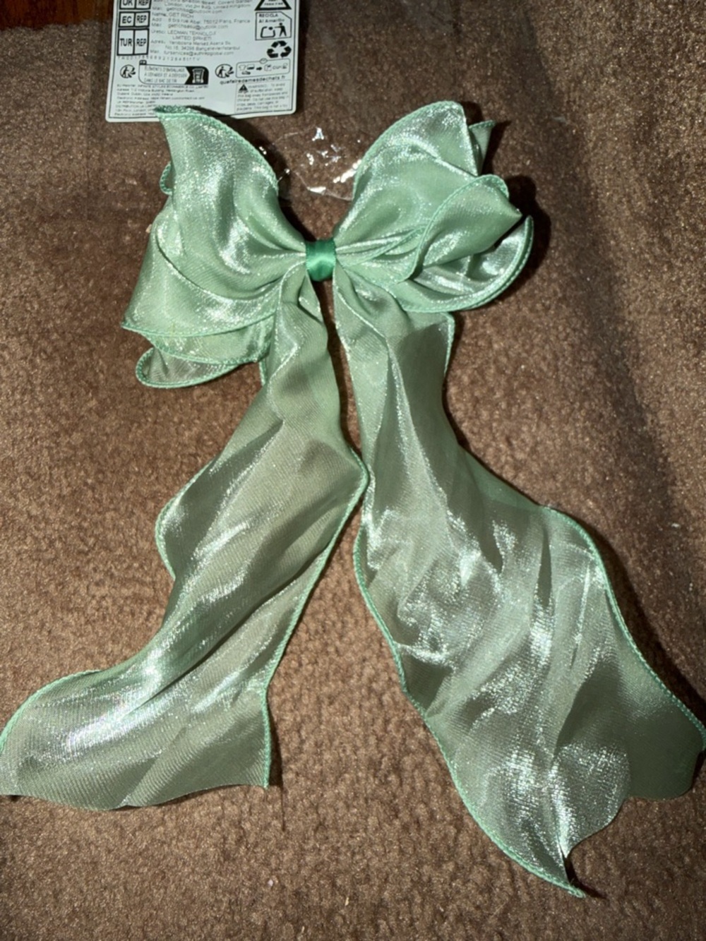 SHEIN Mint Green Sheer Bow Hair Clip